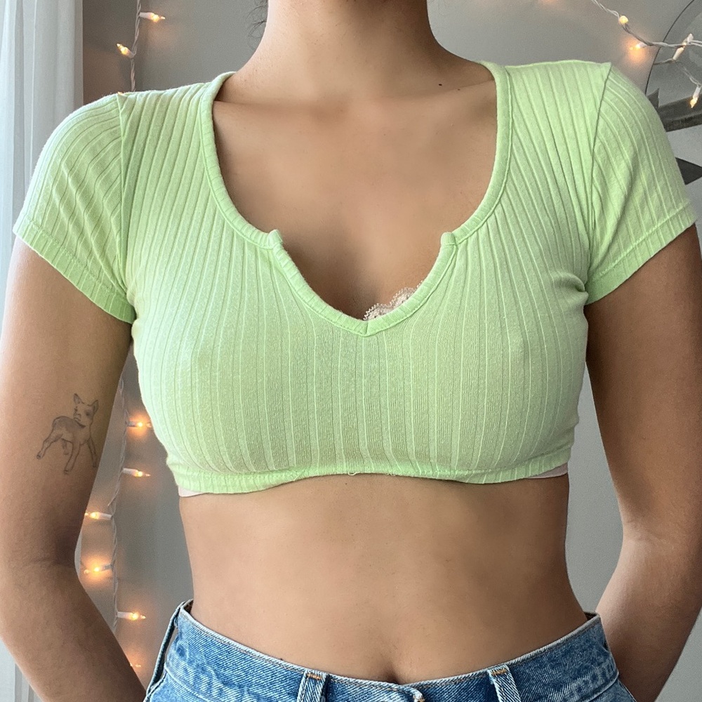 Topshop lime green micro top